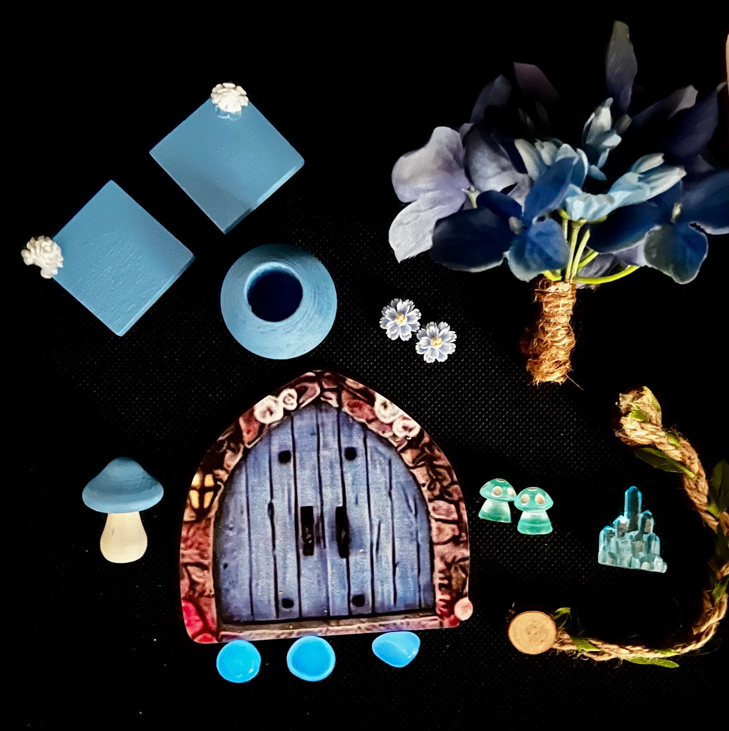 Blue Fairy Door Enclosure DIY Set
