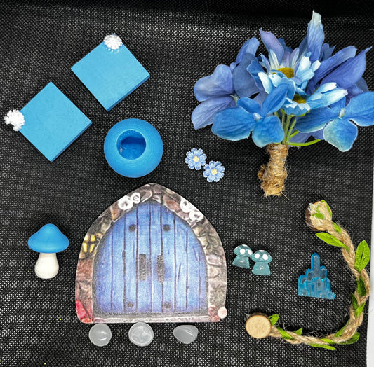 Blue Fairy Door Enclosure DIY Set
